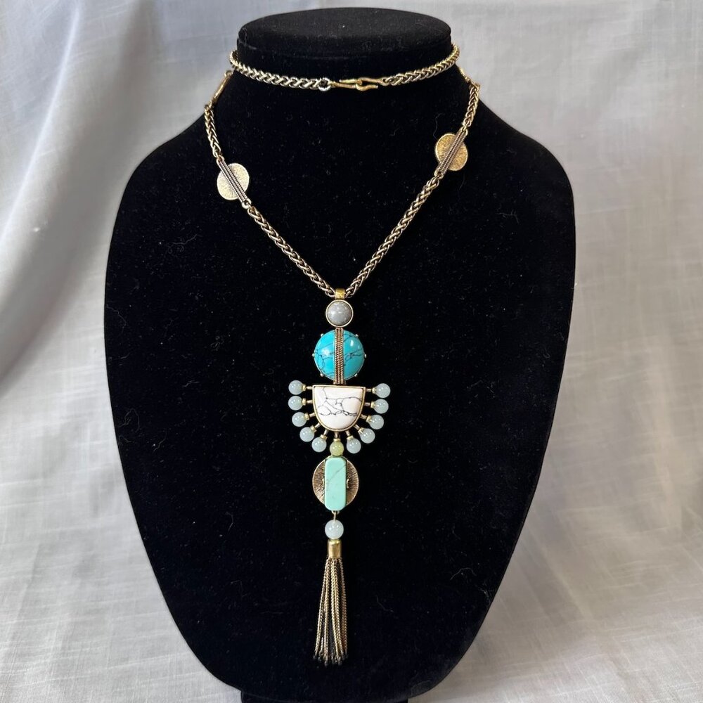 Stella & Dot Turquoise Totem Tassel Necklace